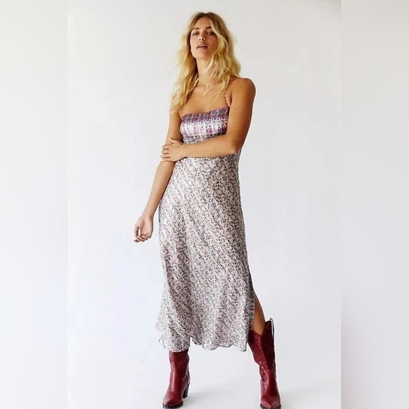 Free People Dresses & Skirts - Free People Gia Nina Silk Midi Party Dress Size‎ Large $350 Open Low Back